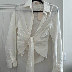 choosy button up crop